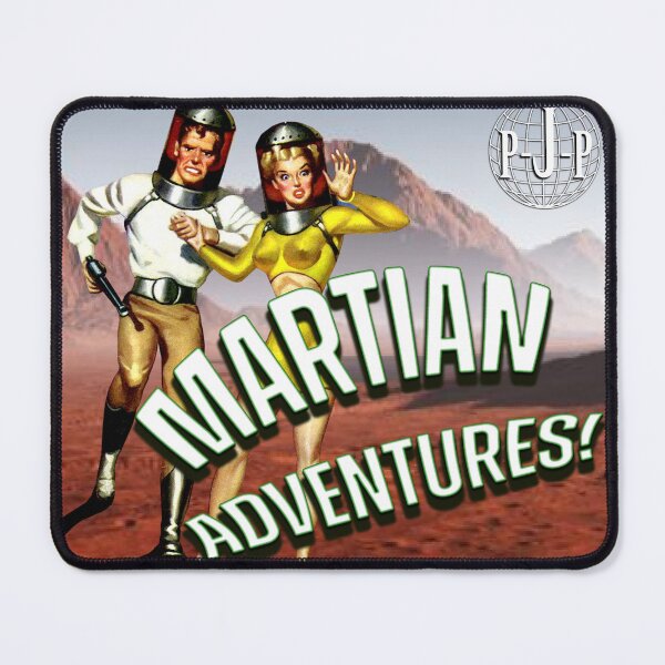 Item preview, (Square) Martian Adventures! Retro Mars Planet B-Movie Poster! Science Fiction! designed and sold by paljoeyprints.
