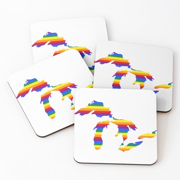 Item preview, Pride Flag Colors Great Lakes Outline designed and sold by BowditchDesigns.
