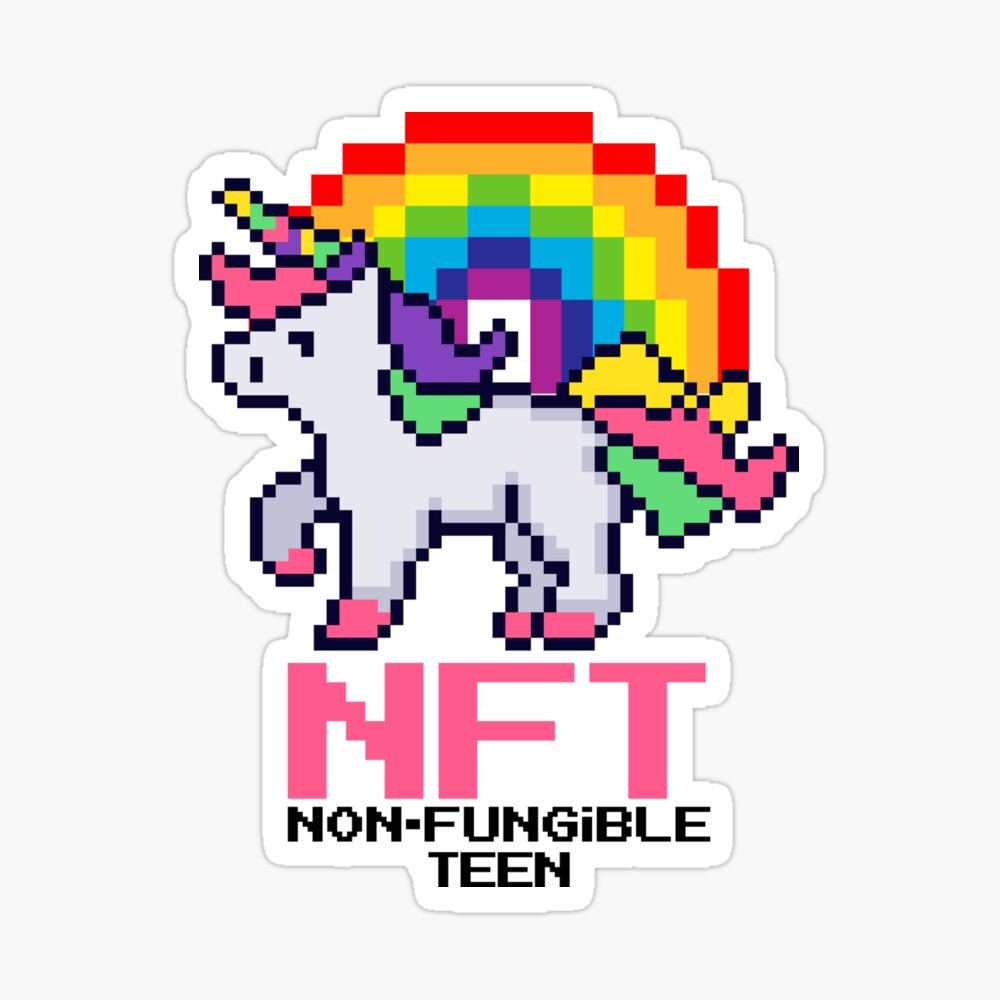 NFT Unicorn Rainbow Crypto Pixel Art Non-Fungible Teenager 