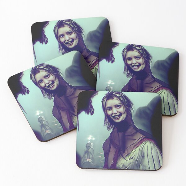 Item preview, a sinister, smiling young woman (with alien) designed and sold by kiertwice.