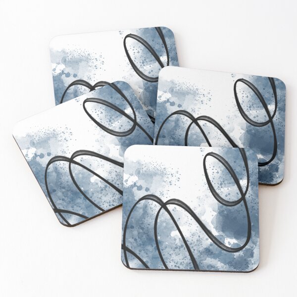 Item preview, Blue Watercolor Spray Paint and Black Swirls Abstract Painting, made by EndlessEmporium designed and sold by EndlessEmporium.