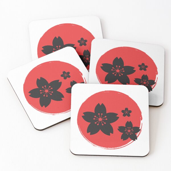 Artikelvorschau, Japanische Sakura in Schwarz, mit aufgehender roter Sonne entworfen und verkauft von xdashu.