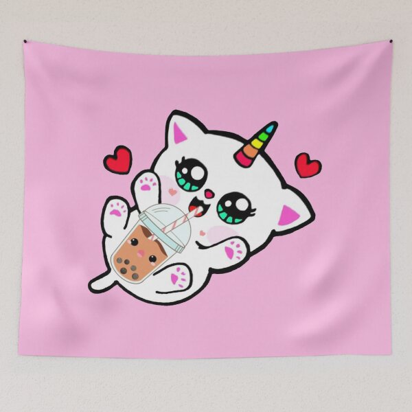 Item preview, Cat Drinking Boba Milk designed and sold by NineOneOne.