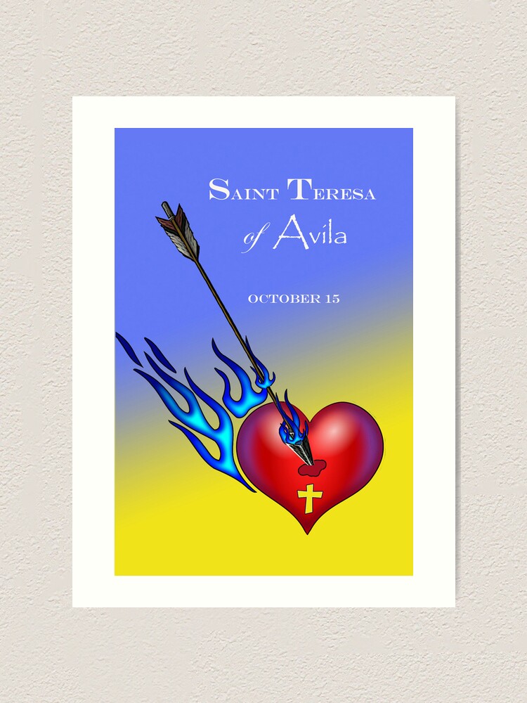 "Saint Teresa of Avila Heart Pierced with Flaming Arrow" Art Print for