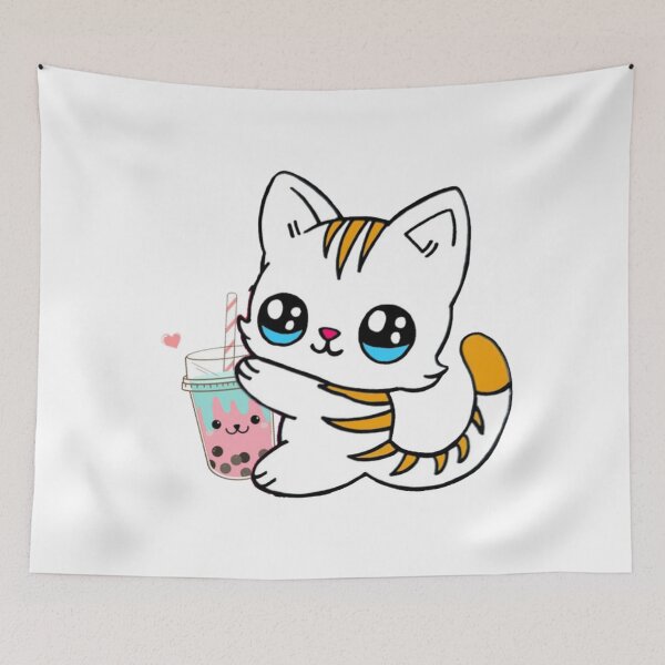 Item preview, Cat Drinking Boba Milk designed and sold by NineOneOne.