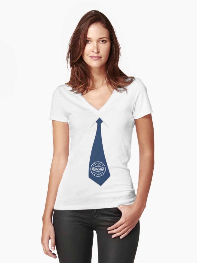 Fitted V-Neck T-Shirt, Pan Am | Pan American Airways Necktie designed and sold by darryldesign