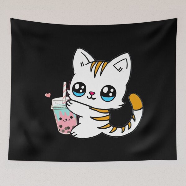 Item preview, Cat Drinking Boba Milk designed and sold by NineOneOne.