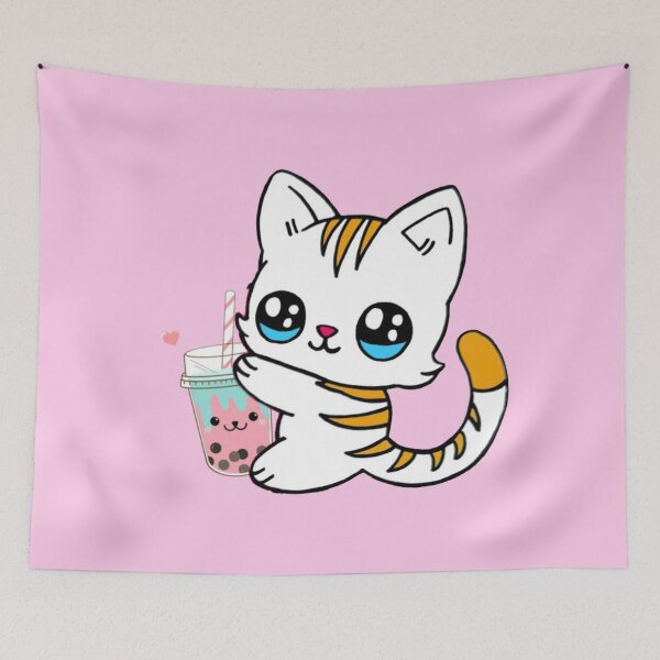 Item preview, Cat Drinking Boba Milk designed and sold by NineOneOne.