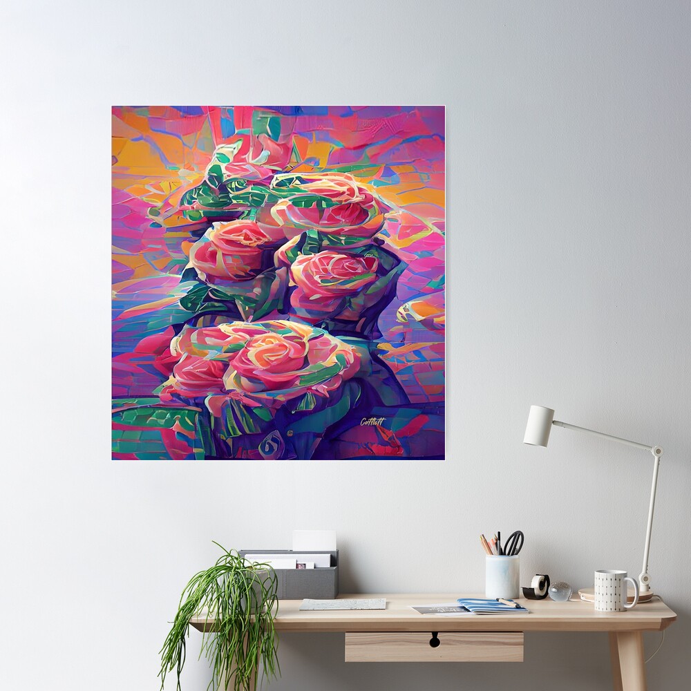 Neon Rose Painting