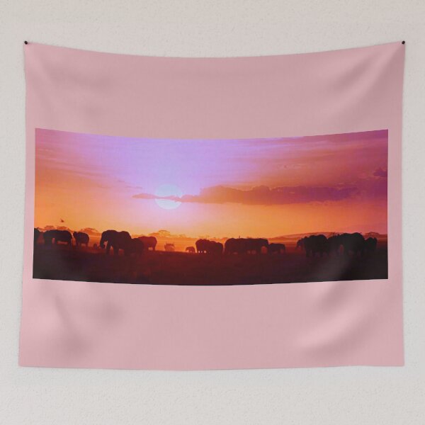Item preview, HAND PAINTED ELEPHANT HERD SUNSET designed and sold by THE AMERICAN TEEVANGELIST.