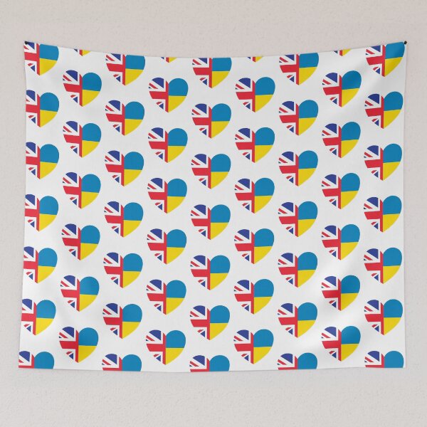 Item preview, UK Supports Ukraine, UK Stands With Ukraine, Heart With Combined Flags designed and sold by Coralgb.
