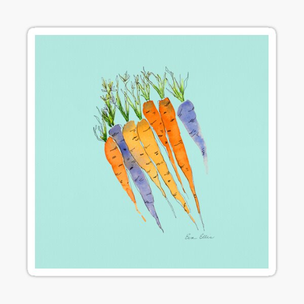 Carrots purple and orange with turquoise Background Sticker