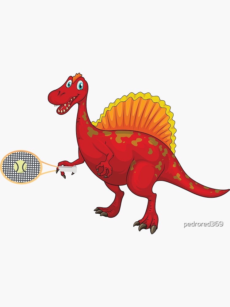 "Dinosaur Playing Tennis ,Funny Good Dinosaur Tennis Lovers Red Design