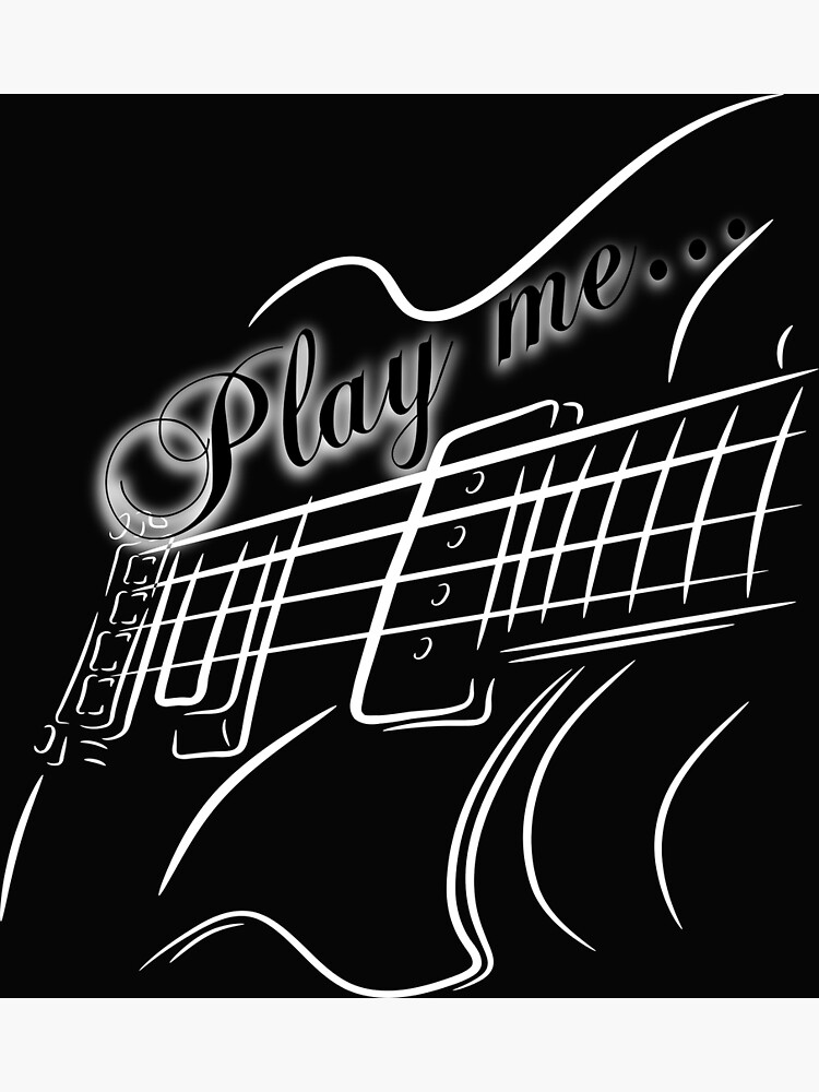 "Play me electric bass guitar line art white" Poster for Sale by MadzarMarina Redbubble