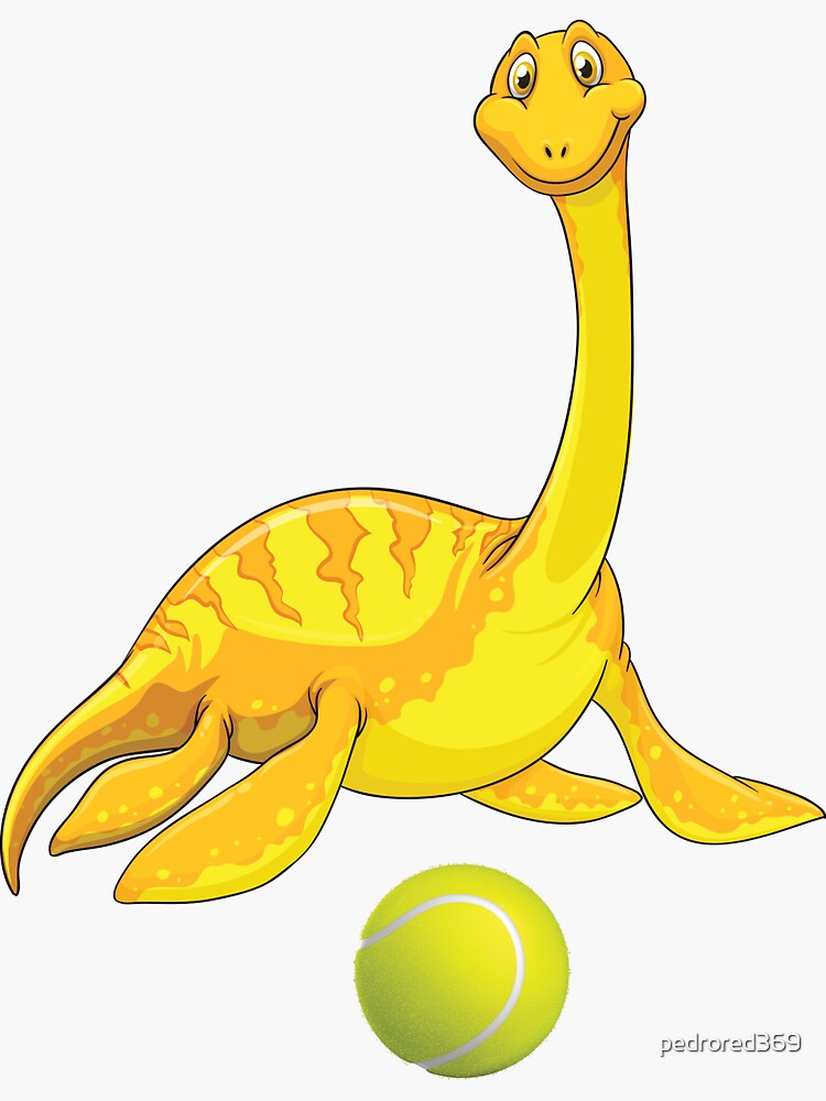 "Dinosaur Playing Tennis ,Funny Good Dinosaur Tennis Lovers Yellow Cute