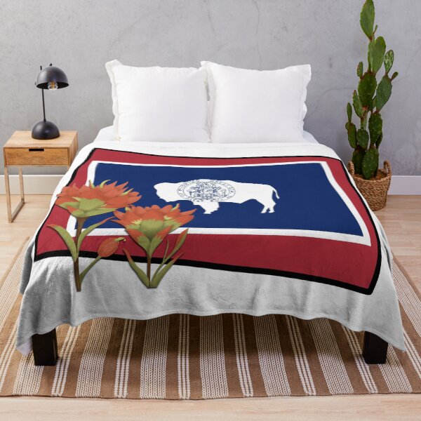 Item preview, State of Wyoming Flag with State Flower Indian Paintbrush designed and sold by Gsallicat.