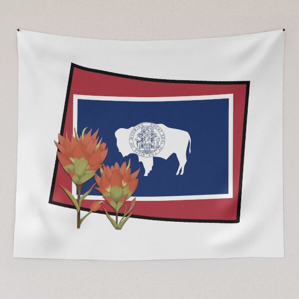 Item preview, State of Wyoming Flag with State Flower Indian Paintbrush designed and sold by Gsallicat.
