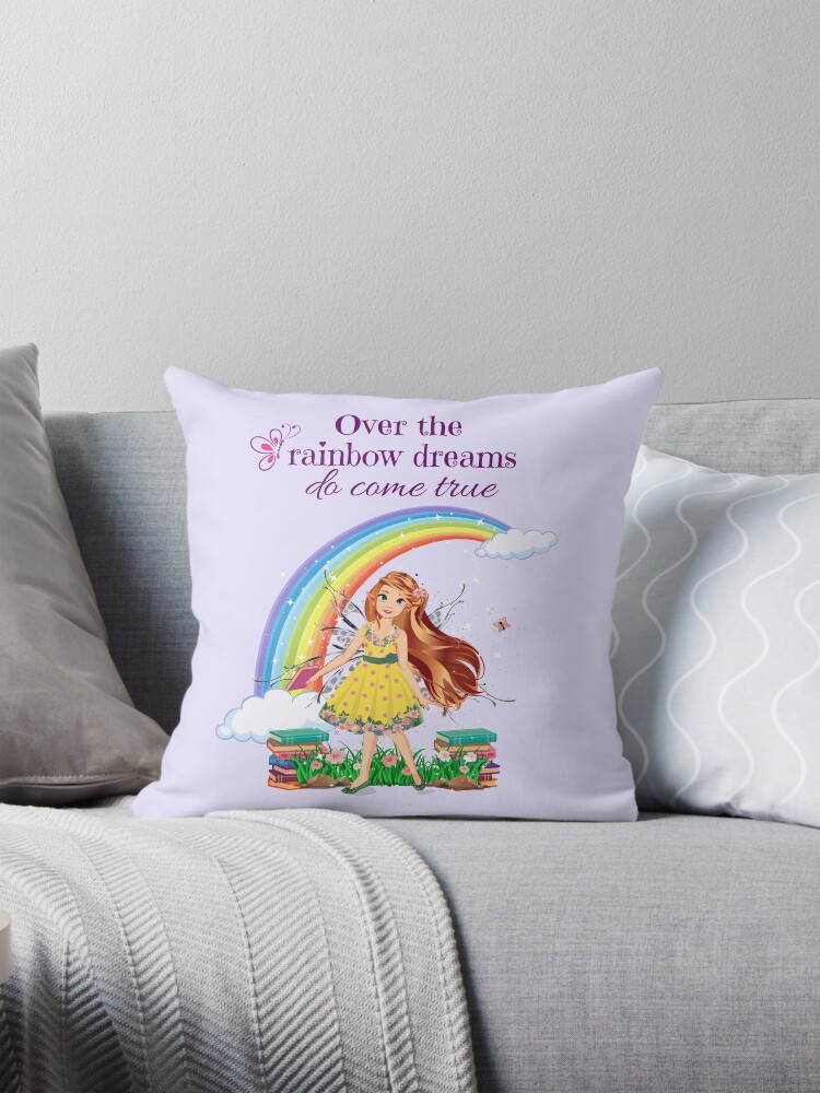 Thumbnail 1 of 4, Pillow, Felicia Over The Rainbow Dreams Do Come True™ designed and sold by TeelieTurner.