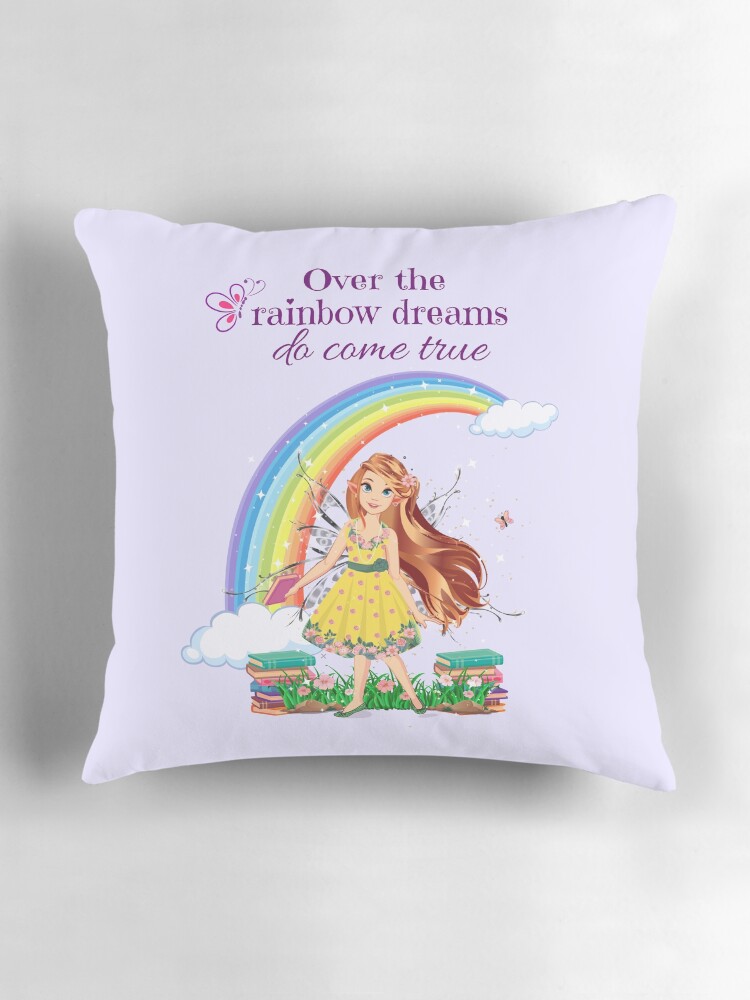 Thumbnail 3 of 4, Pillow, Felicia Over The Rainbow Dreams Do Come True™ designed and sold by TeelieTurner.