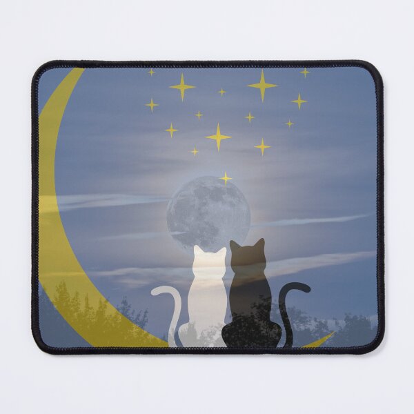 Item preview, Two Cats Full Moon - Cute cat couple - Cat Art, For Cat Lovers/cat mom’s/cat dad’s/cat parents/cat owners  designed and sold by haRexia.