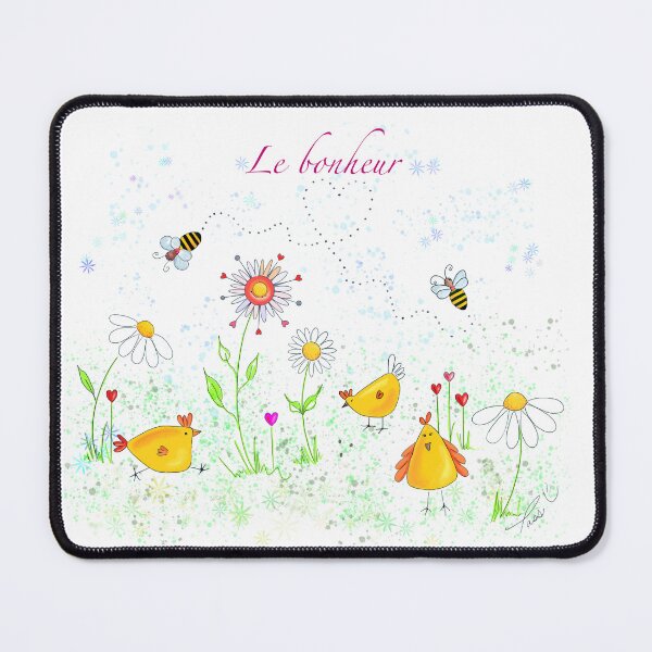 Item preview, Chickens illustration happiness with bees handmade by Pascale Breton designed and sold by Pascale Breton.