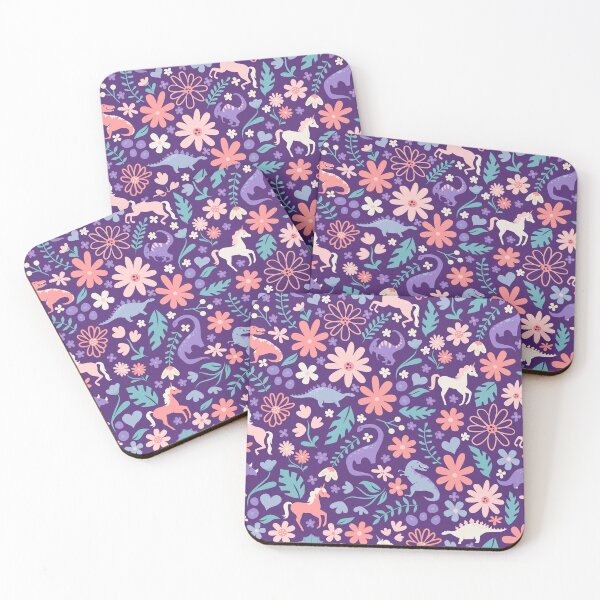 Item preview, Dinosaurs and Unicorns on Purple designed and sold by latheandquill.