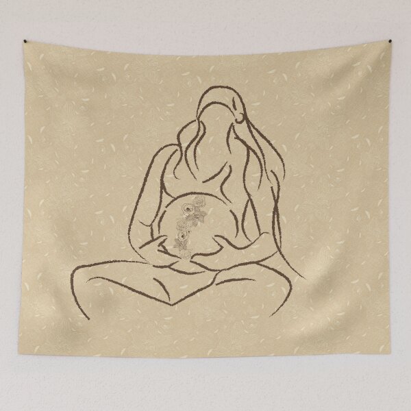 Item preview, Soft Gold Contour Pregnancy Florals designed and sold by Lori Buesking Studio.