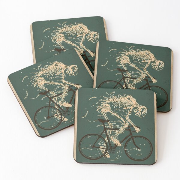 Item preview, retro green ride til you die cycling skeleton designed and sold by rakiseleva88.