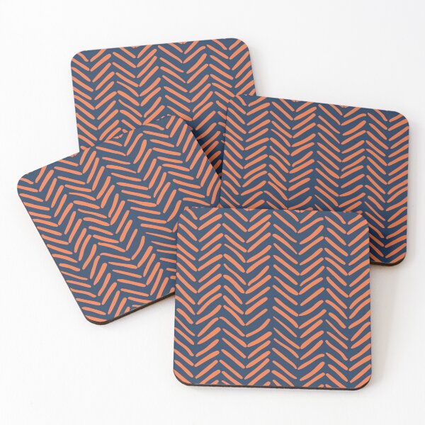 Item preview, Arrow Lines Pattern in Navy Blue Orange 1 designed and sold by nineFlorals.