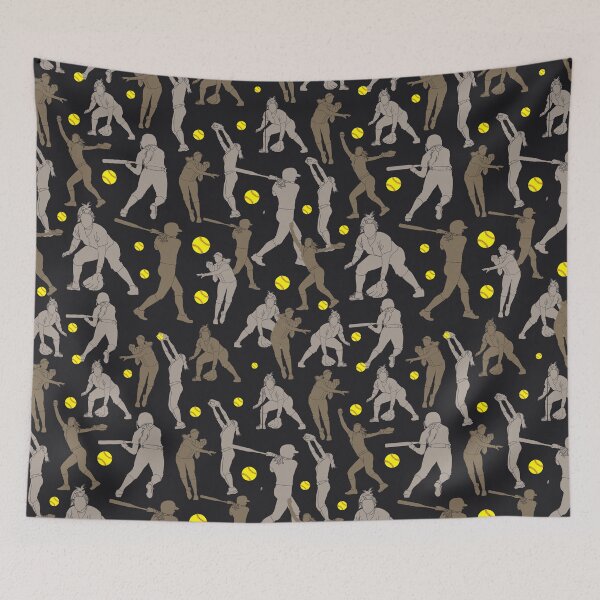Item preview, Softball Fabric black patterns designed and sold by Wilkinson39.