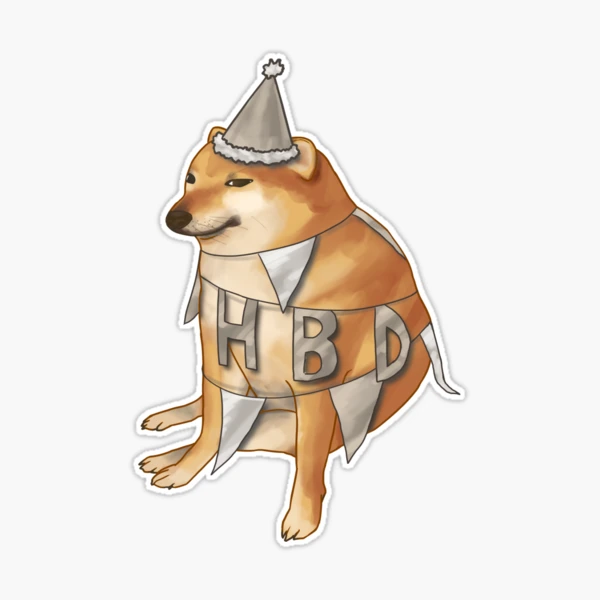 Cheems HBD party dog Sticker by MemeMayo