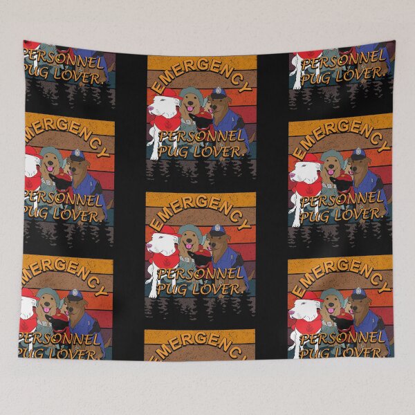 Item preview, Dog squad emergency personnel, pug lover retro sunset distressed artistic design designed and sold by SamRVstore.