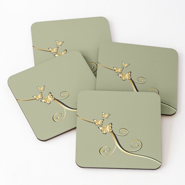 Item preview, Golden Butterfly Swirls Green Artichoke designed and sold by ChantalDesign.