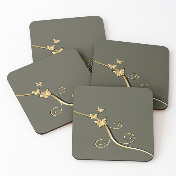 Item preview, Copy of Golden Butterfly Swirls Green Ebony designed and sold by ChantalDesign.