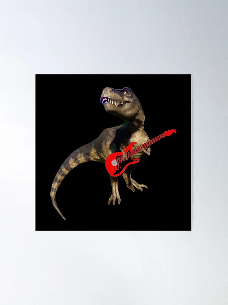 Vintage Rocking Guitar T-Rex Dinosaur Poster