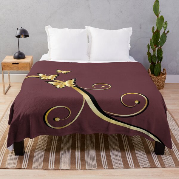 Item preview, Golden Butterfly Swirls Burgundy designed and sold by ChantalDesign.