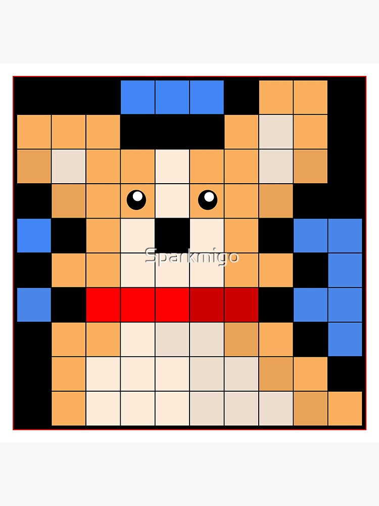 Pixel Corgi: Cute Tan Corgi Dog Grid Art Little Shorty Red Collar ...