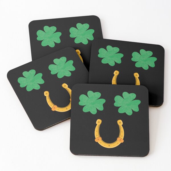 Item preview, St. Patrick's Day Happy Face with Shamrocks and Horseshoe designed and sold by MacAndMoose.