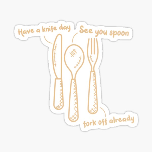 "Fork Spoon Knife What Color Is My Shirt Funny meme joke " Sticker by