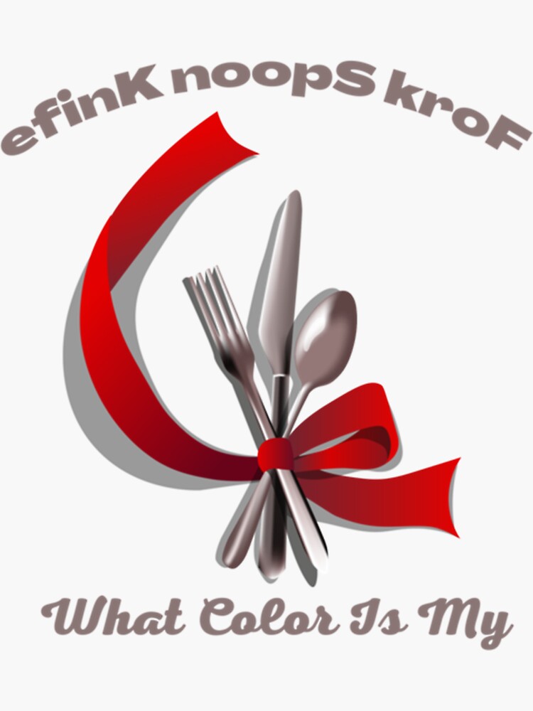 "fork spoon knife what color is my, joke, diagram " Sticker by