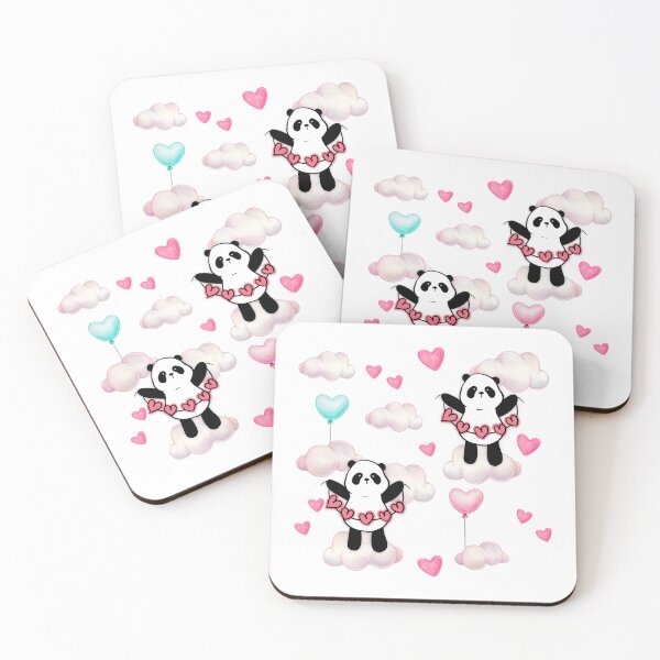 Item preview, Panda Hearts in A Cloudy Sky Pattern designed and sold by mschubbybunny.
