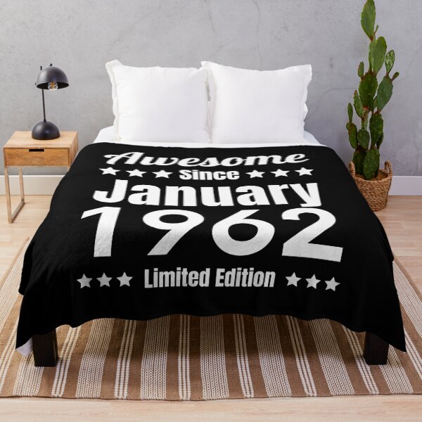 Item preview, Awesome Since January 1962 - Black White Retro Typography | 1962 Limited Edition designed and sold by Delandor.