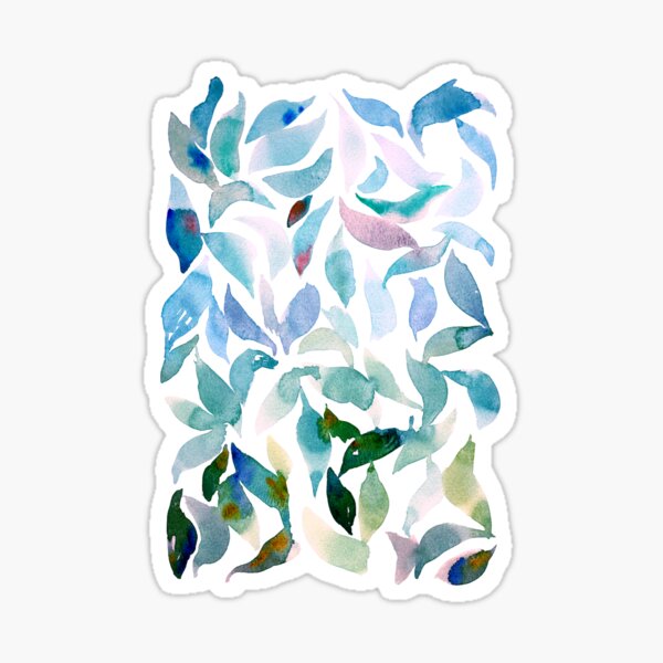 Vista previa del artículo con la obra «Hojas sueltas de acuarela - Azul», diseñado y vendido por ASueCreative.
