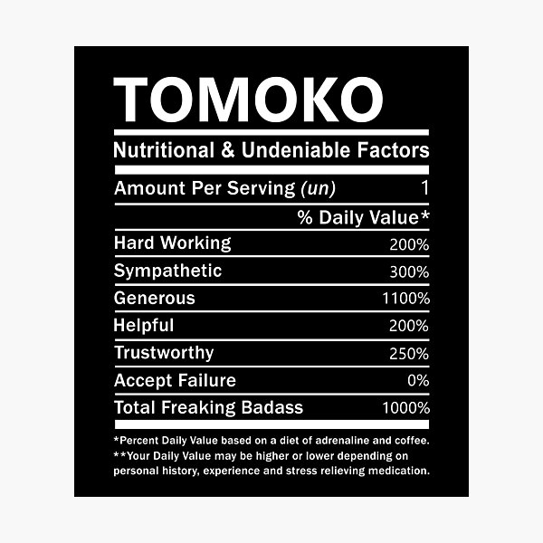 Item preview, Tomoko Name T Shirt - Tomoko Nutritional And Undeniable Factors Gift Item Tee designed and sold by lanawalton.