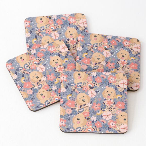 Item preview, Apricot Cockapoo Cavapoo Cavoodle Garden - Gray Background designed and sold by Lulupainting.