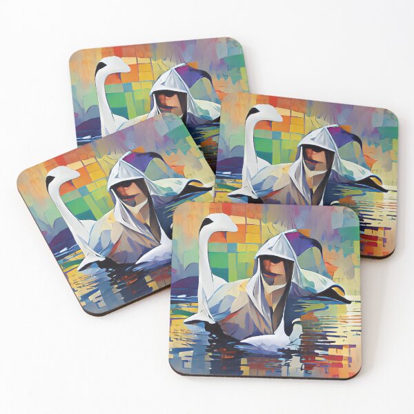 Item preview, Swan in water abstract colorful animal art designed and sold by philbraxton.