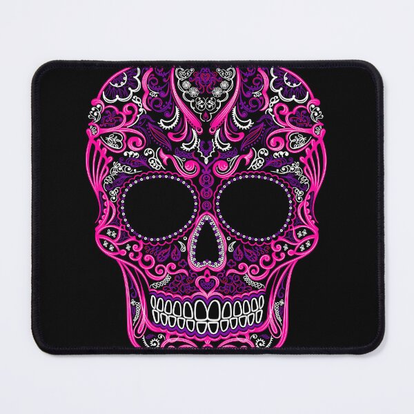 Item preview, skull mask aztec huichol art pink designed and sold by cat poe.