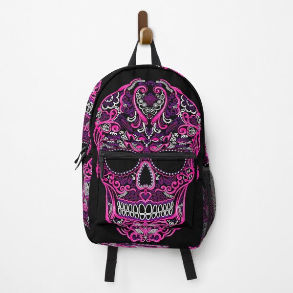 Item preview, skull mask aztec huichol art pink designed and sold by cat poe.
