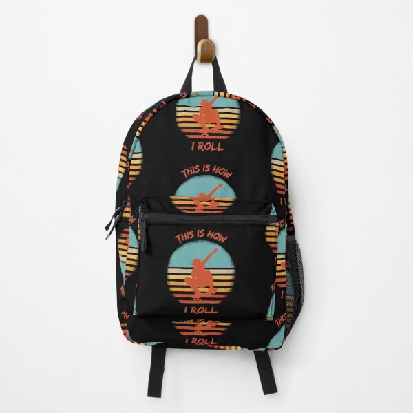 Item preview, This Is How I Roll Skateboard Pun Grunge Retro Sunset In Black designed and sold by LuckyKermit.
