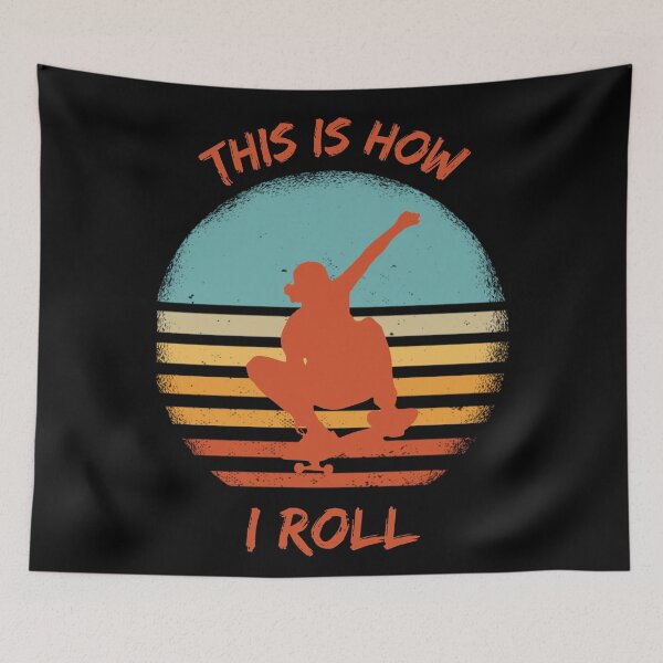 Item preview, This Is How I Roll Skateboard Pun Grunge Retro Sunset In Black designed and sold by LuckyKermit.